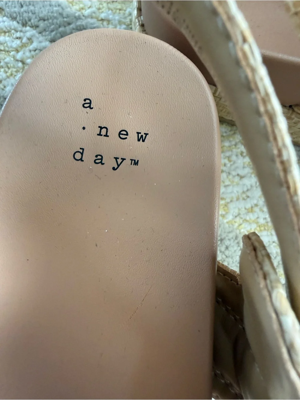 a new day Neutral Woven Strap Platform Sandals with Gold Disc 6.5